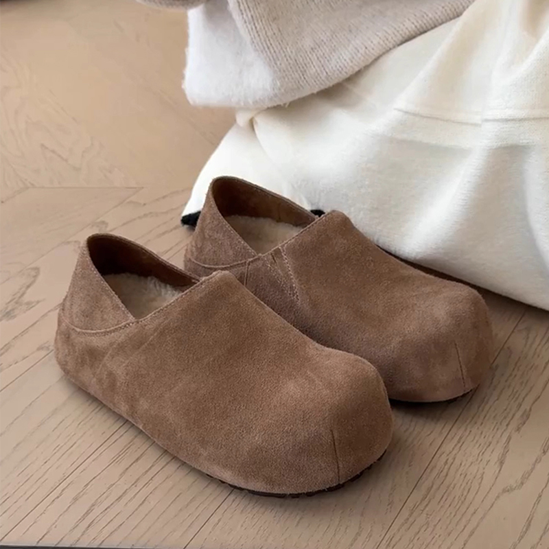 厚底内增高复古全包加绒勃肯鞋女