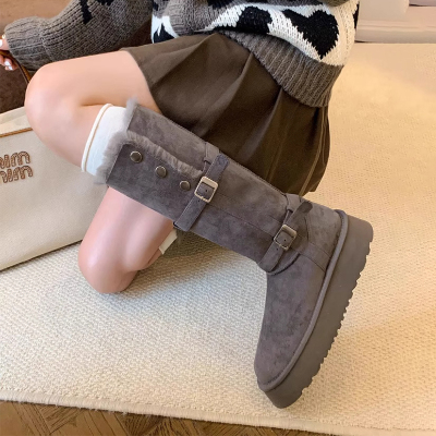 高筒加绒加厚雪地靴女2025冬季