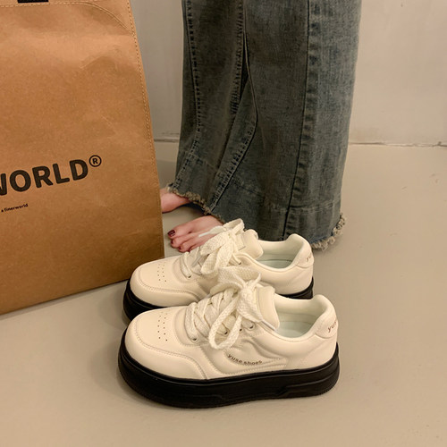 厚底增高小白鞋板鞋女2025秋季