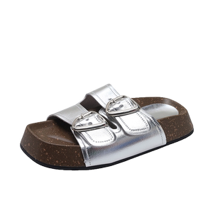 银色厚底增高拖鞋女夏季外穿2026新款晚晚鞋凉拖百搭沙滩勃肯凉鞋