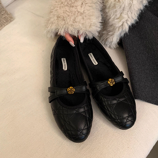 内增高黑色法式小香风玛丽珍鞋女2025秋冬新款温柔晚晚鞋加绒单鞋