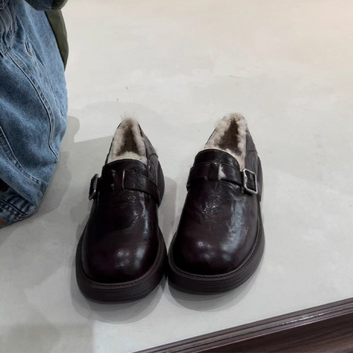 2025秋冬新款单鞋小皮鞋棉鞋子