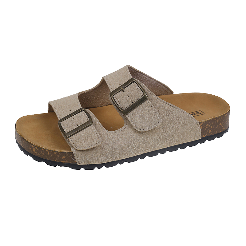 踩屎感真皮厚底勃肯鞋女夏季外穿2025新款半拖鞋一字带博肯凉拖鞋