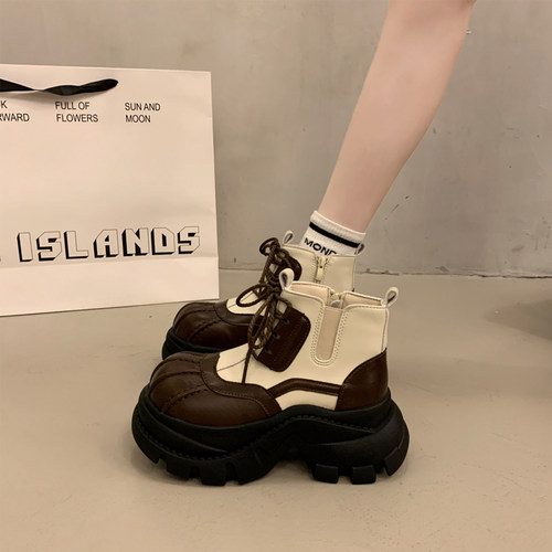 复古英伦风增高马丁靴女2025秋冬