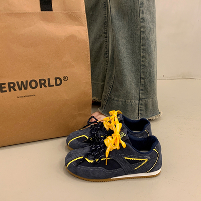 复古平底红色德训鞋女款2025秋季