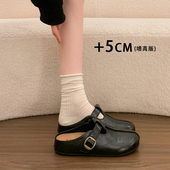 一脚蹬厚底增高博肯鞋 内增高勃肯鞋 新款 女外穿2026春季 包头半拖鞋