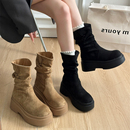 厚底小个子增高复古短靴女2025新款秋冬爆款美拉德靴子短筒马丁靴