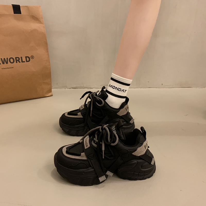 小个子增高厚底松糕老爹鞋女