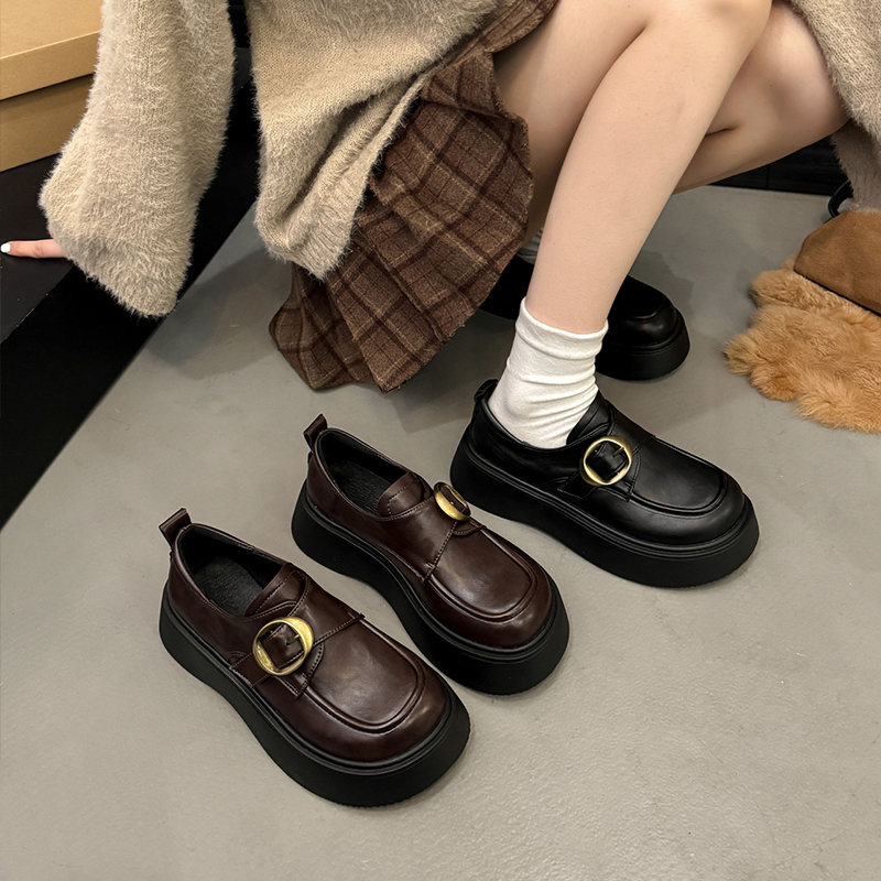 英伦风厚底小皮鞋女2025秋冬季
