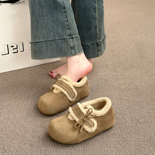 内增高加绒保暖毛绒勃肯鞋女