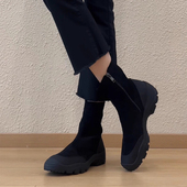 休闲舒适圆头侧拉链运动袜靴瘦瘦靴女2025秋季 新款 通勤百搭短靴子