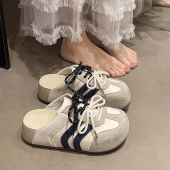 增高休闲百搭一脚蹬 新款 松糕厚底勃肯包头半拖鞋 女外穿2026年春季