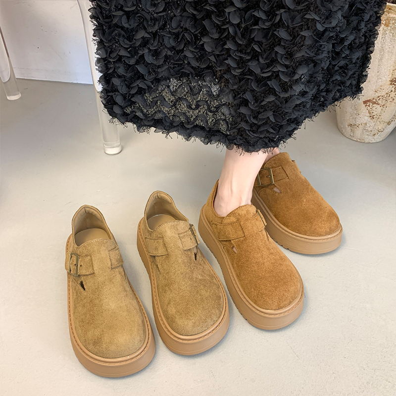 厚底复古全包勃肯鞋女2025春秋