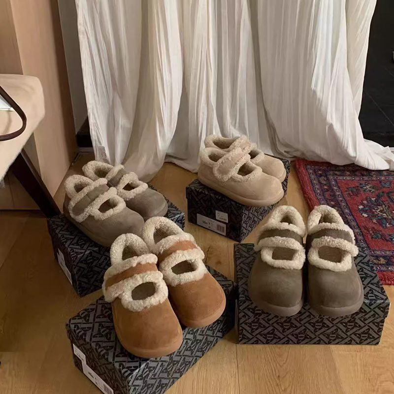 魔术贴加绒保暖雪地靴勃肯鞋