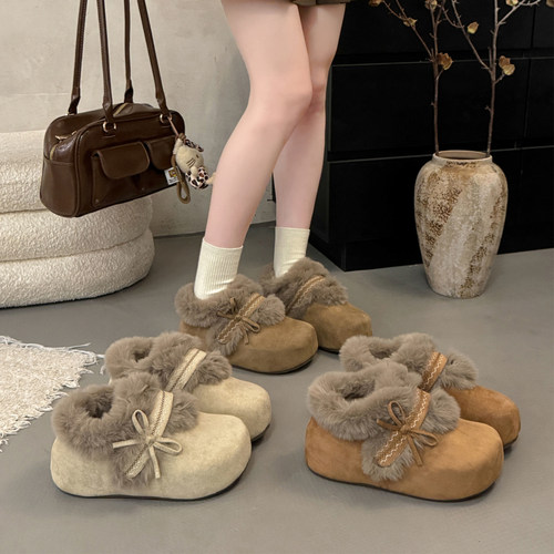 内增高保暖加绒一脚蹬厚底雪地棉