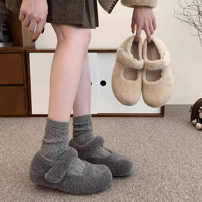 内增高厚底毛呢加绒勃肯鞋女2025