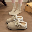 毛毛鞋厚底内增高加绒勃肯鞋包头半拖鞋女款2025新款秋冬季棉拖鞋
