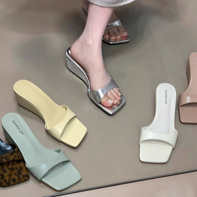 一字带露趾凉拖鞋女夏季外穿