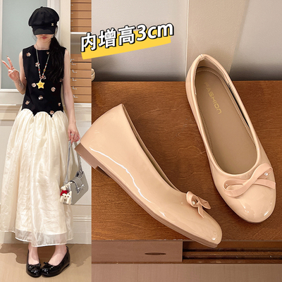 内增高3cm蝴蝶结浅口单鞋女