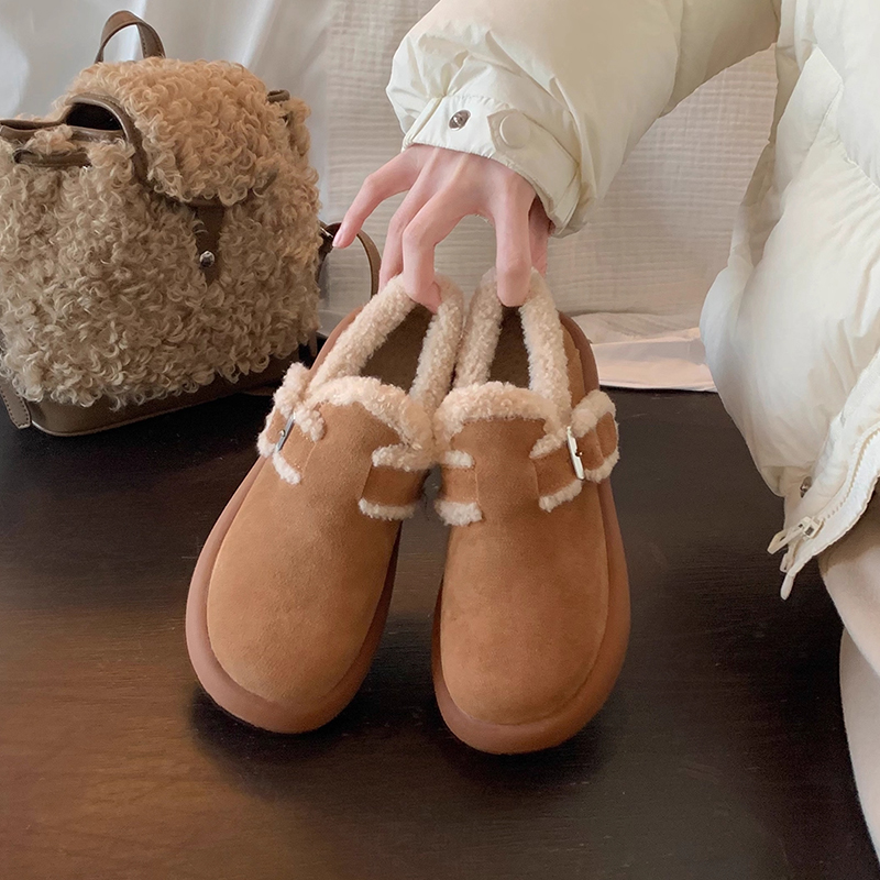 加绒毛毛鞋子一脚蹬勃肯鞋雪地靴