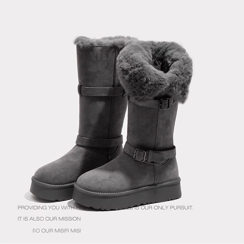 【好物推荐】灰色厚底保暖雪地靴
