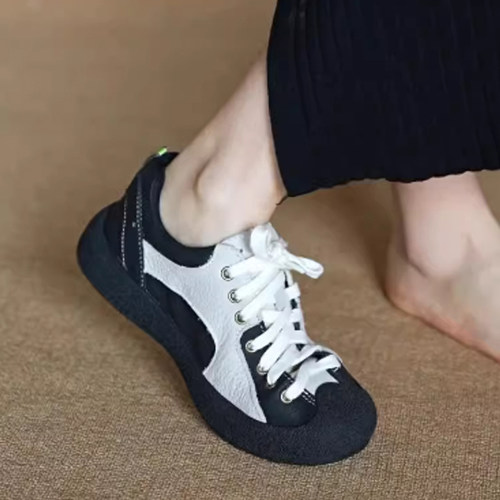 系带百搭休闲运动鞋舒适平底女鞋