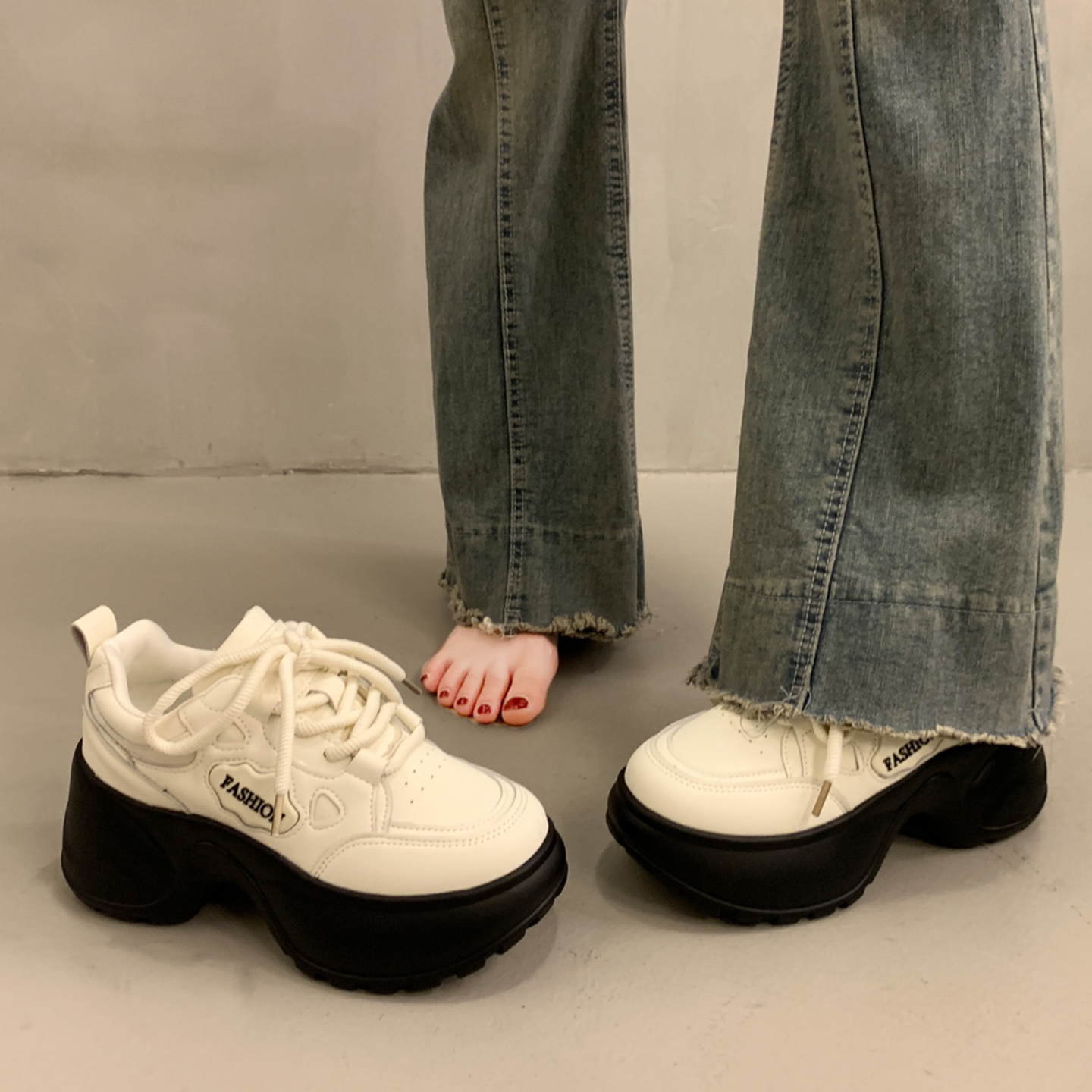 小个子增高爆款松糕厚底老爹鞋女