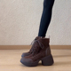 小个子厚底增高8cm马丁靴女2025秋冬新款 英伦风复古加绒短靴单靴