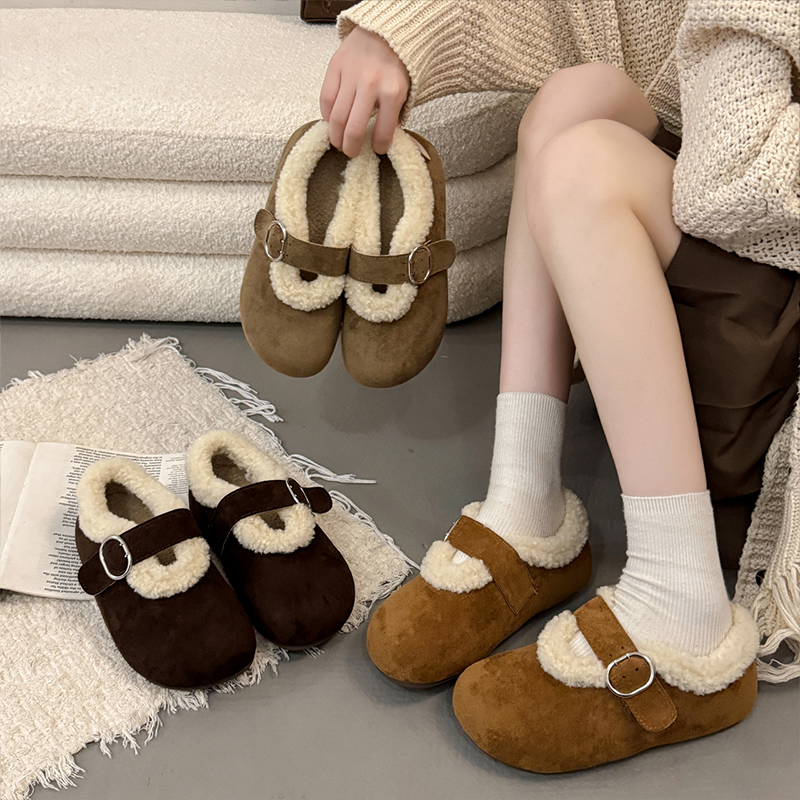 内增高复古浅口加绒勃肯鞋女2025