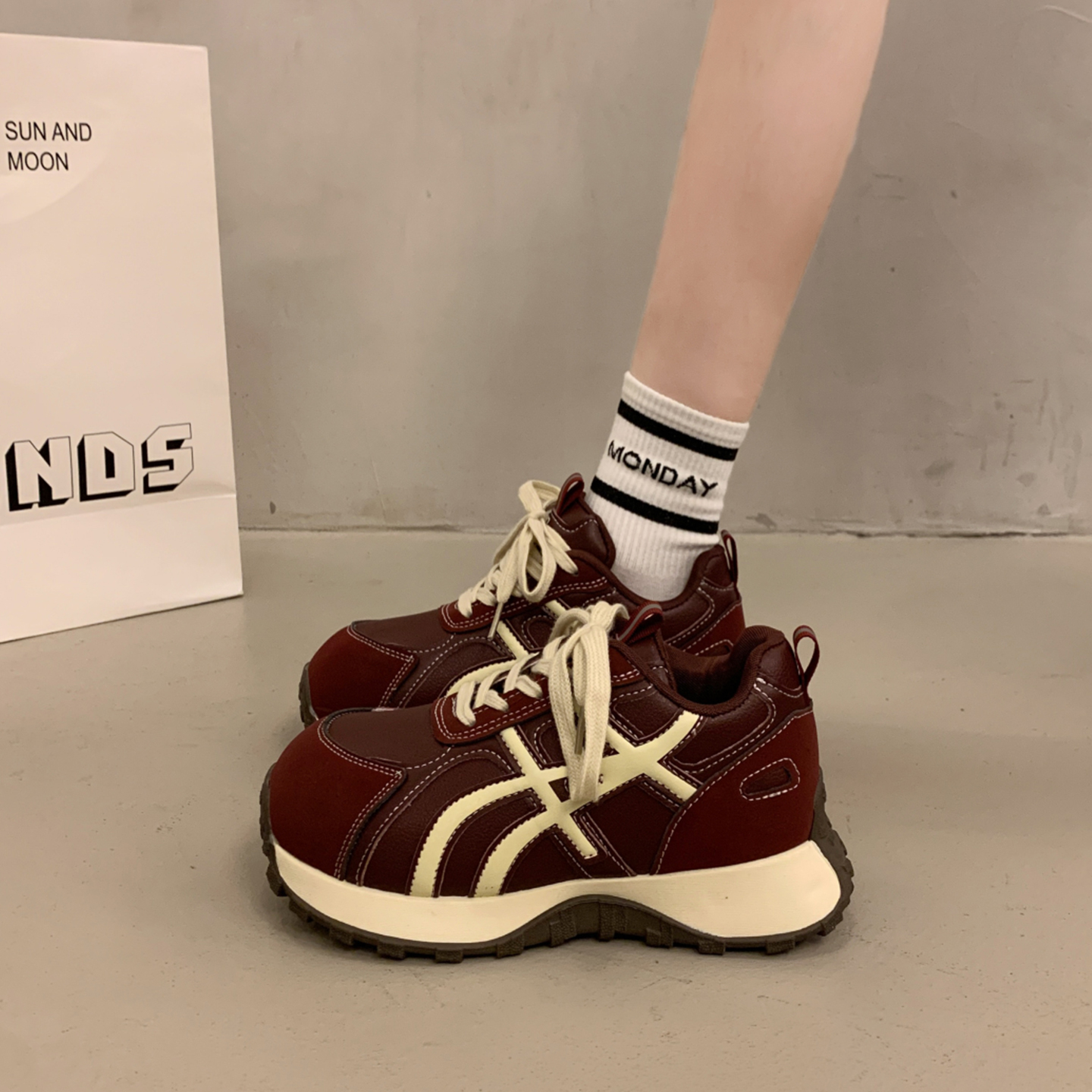 欧货厚底加绒老爹鞋2025新款秋冬