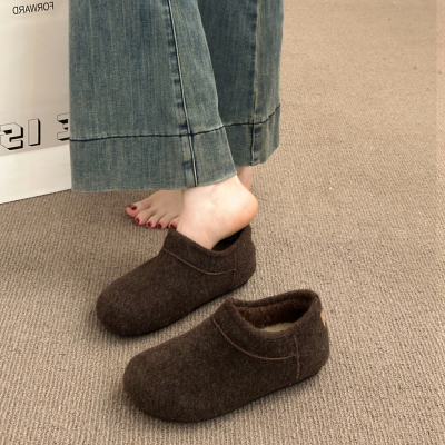 厚底增高灰色加绒勃肯鞋女2025