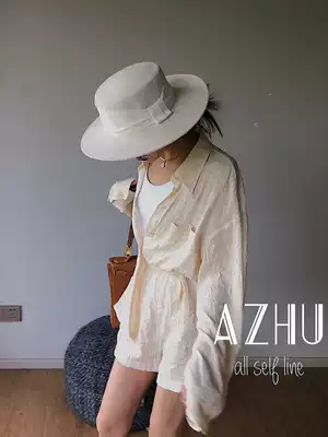 AZHU Aju 2021 new thin shirt texture physical sunscreen casual shorts
