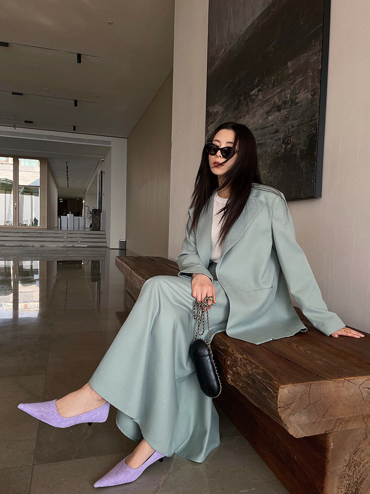 AZHU 2024 새로운 정장 여성 실크 정장 조끼 3 피스 세트