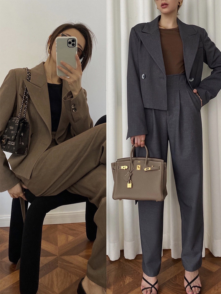 AZHU Aju suit jacket women's new suit pants Korean version loose and simple temperament British style suit suit