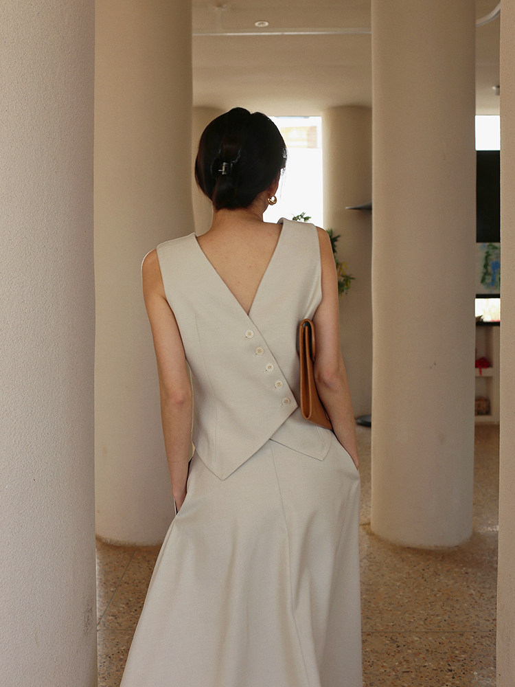 AZHU 2024 새로운 정장 여성 실크 정장 조끼 3 피스 세트