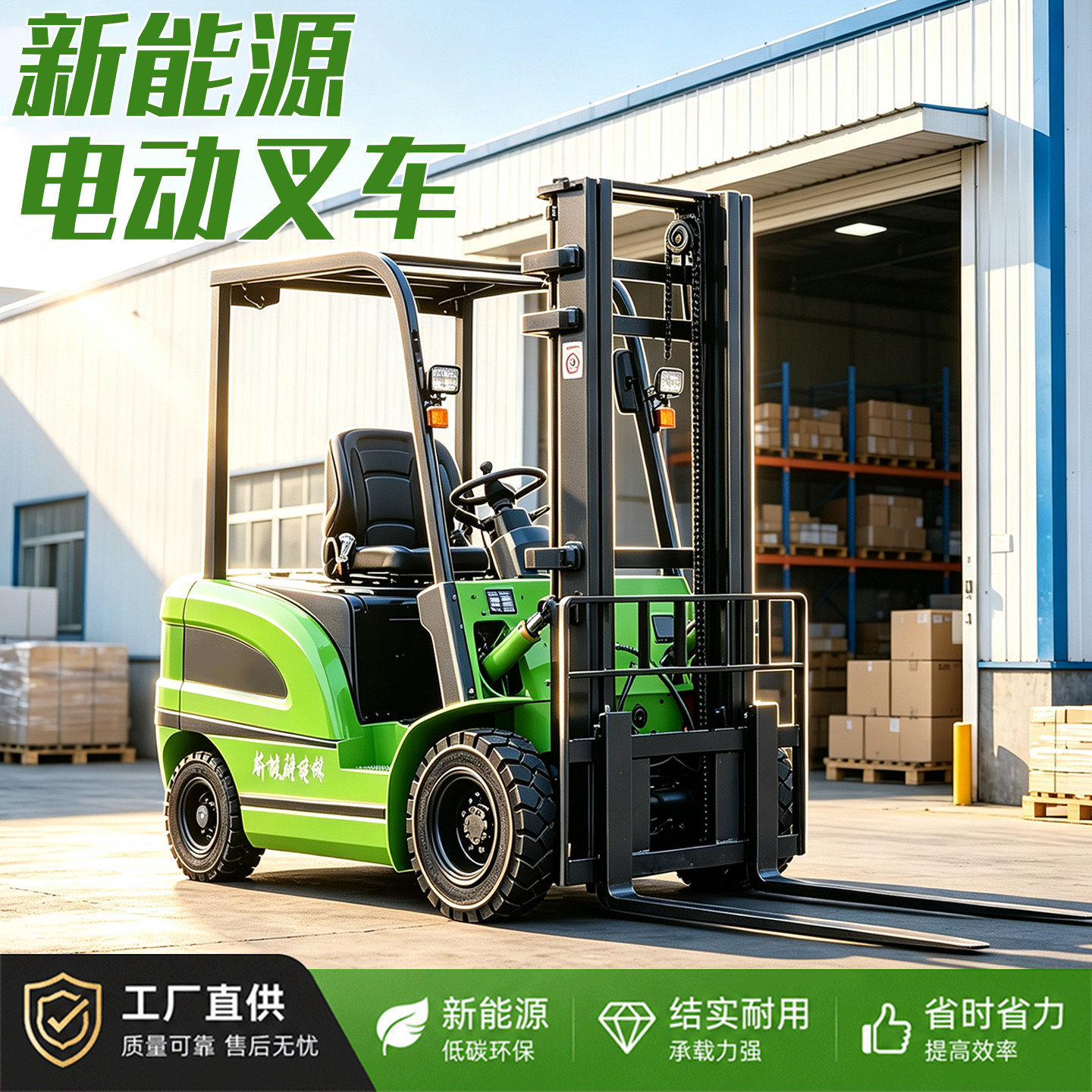 电动叉车2吨小型电叉车3吨四轮锂电堆高升高搬运车叉车电动四轮图片