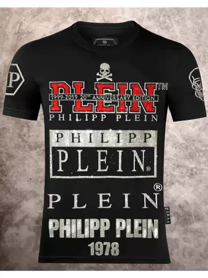 2026 Summer New Trendy Brand Pp Skull Letter Rhinestone Short Sleeve T-Shirt Men's Fashion Slim Fit Top t