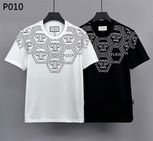 潮流宽松半袖 欧洲站2024SS夏季 时尚 t恤男士 tee 潮牌PP字母印花短袖