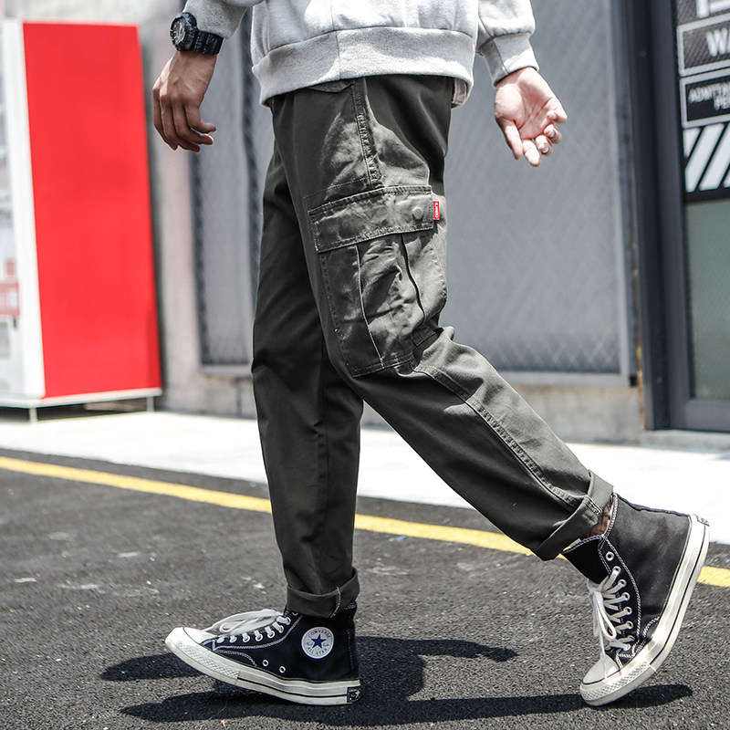 潮牌布裤秋冬男士休闲长裤多口袋工装裤直筒裤子男青少年休闲裤|msdalam kategori Pakaian Lelaki, seluar santai - dari Buy2taobao.com untuk memberikan perkhidmatan ejen Taobao profesional membeli