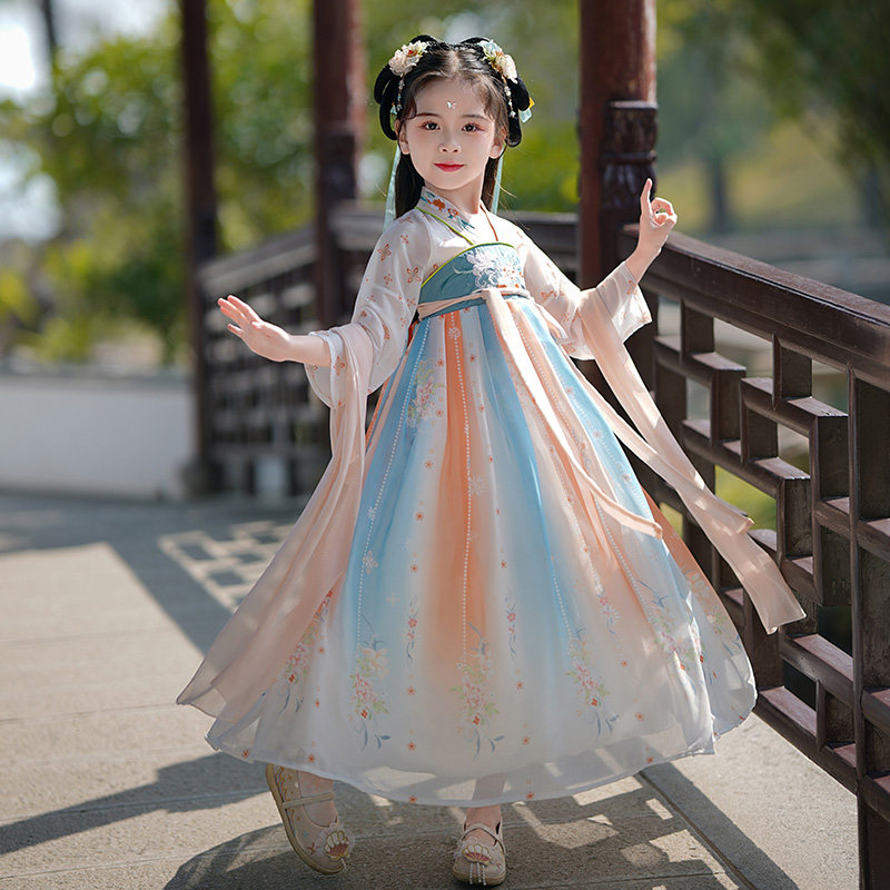 汉服女童夏款儿童古风超仙襦裙中国风2023新款夏装女款古装连衣裙