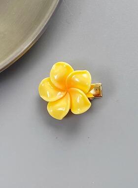 甜美清新鸡蛋花迷你黄色花朵发夹女塑料五瓣花发饰头饰