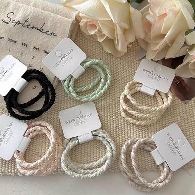 新款韩国新色系斜纹高弹力发绳简约气质百搭扎马尾皮筋日常发圈