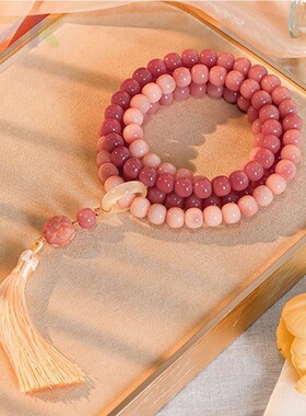 天然白玉菩提根手串男女学生盘玩108佛珠手串手链女文玩念珠高g4