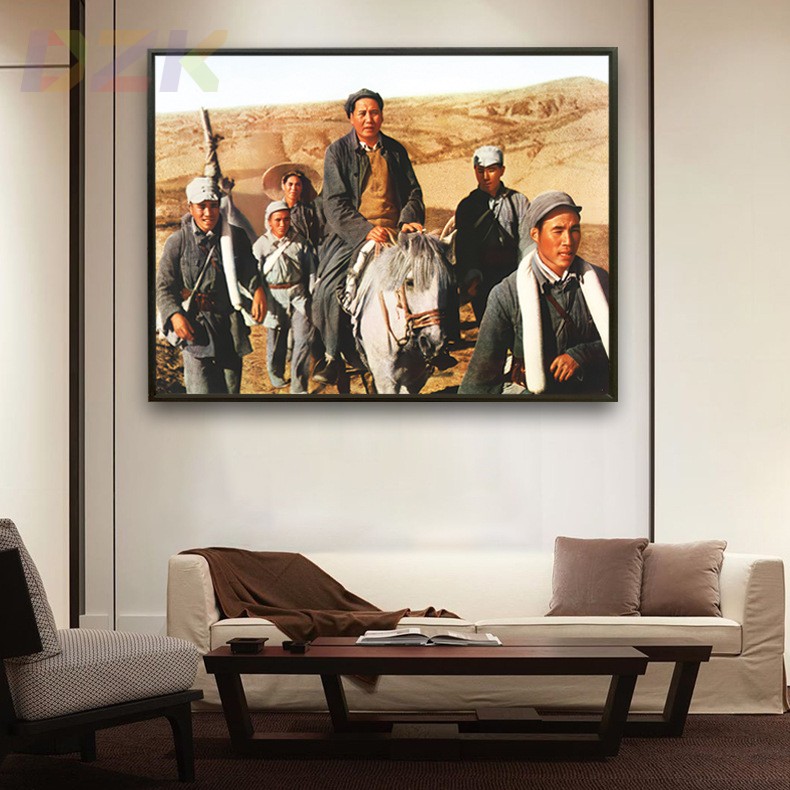 毛主席像画像在转战陕北途中墙画客厅玄关壁挂画中堂铝合金装饰g6