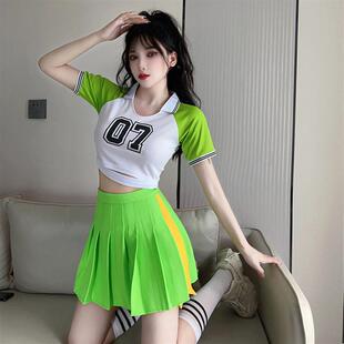 格格家 网红女团同款啦啦操健美操运动会表演服上衣+压褶短裙套装