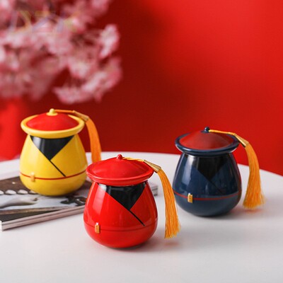 国潮茶侍卫陶瓷茶叶密封罐小号包装空盒结婚送手办礼品加印logot8