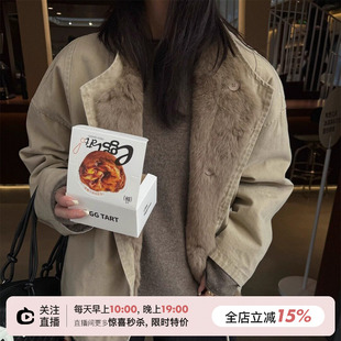 SHINE 冬季新品 重磅款 兔皮毛一体廓形两面穿保暖抗风派克外套