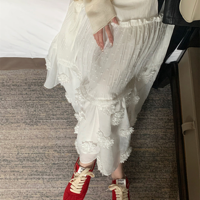 白色多层拼接蛋糕半身裙