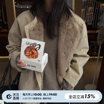 保暖抗风兔毛两色派克外套