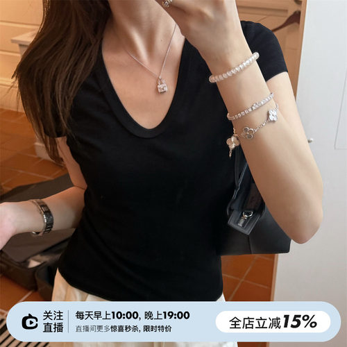 显瘦修身三色正肩短袖T恤